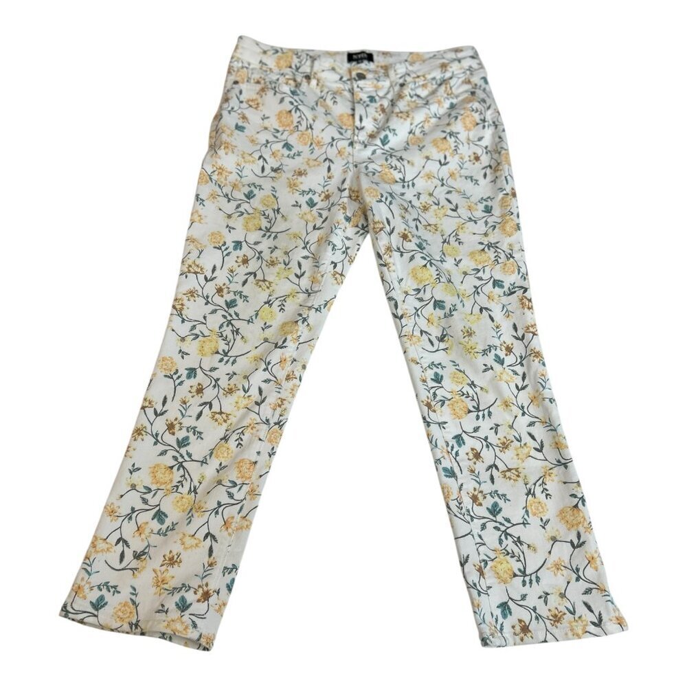 NYDJ Jeans Women's Size 10 Floral Sheri Slim Lift x Tuck Ankle Straight‎ Beach